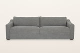 Cupramontana sofa in Grey, straight front view on a warm white studio backdrop: two box seat cushions