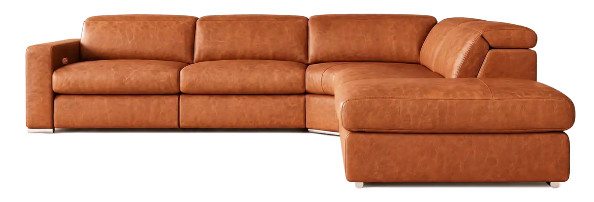 Valencia distressed leather sofa in Tuscan Cognac