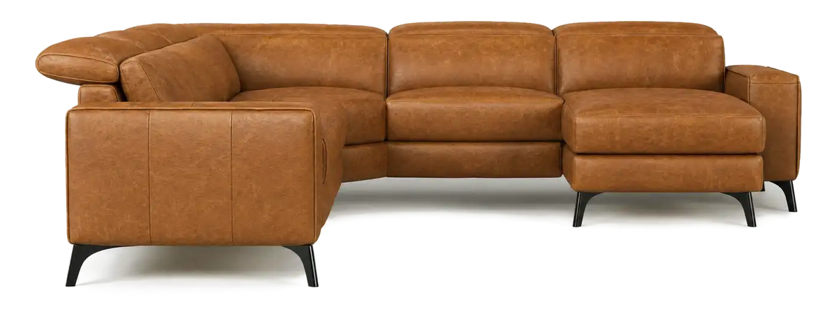 Valencia distressed leather sofa in Burnished Caramel