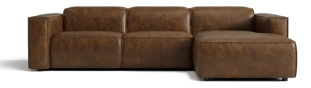 Valencia distressed leather sofa in Saddle