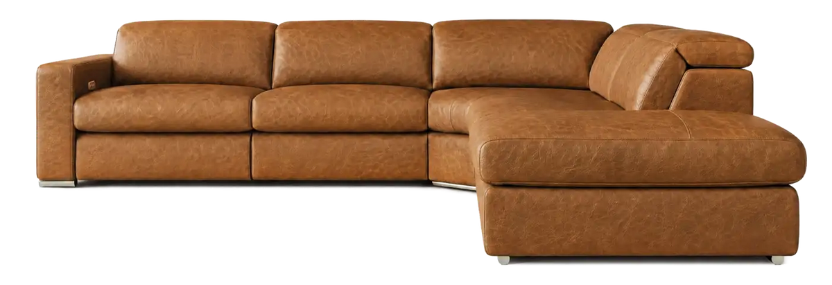 Valencia distressed leather sofa in Warm Caramel