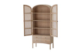 Dalton cabinet with both doors open, showing four shelves and four drawers