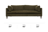 Darby sofa dimensions: 84 in wide, 40 in deep, 33 in high