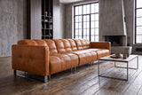 Sofia Distressed Italian Aniline Leather Dual Reclining Sofa