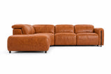 Octavia Distressed Italian Aniline Leather Reclining Corner Sectional Sofa