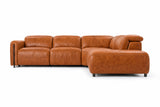 Octavia Distressed Italian Aniline Leather Reclining Corner Sectional Sofa