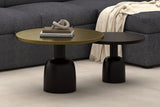 Delaney nesting coffee tables in front of a charcoal sectional in a living room