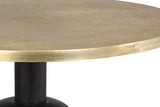 Close-up of the Delaney antique gold cast aluminum top and black stem