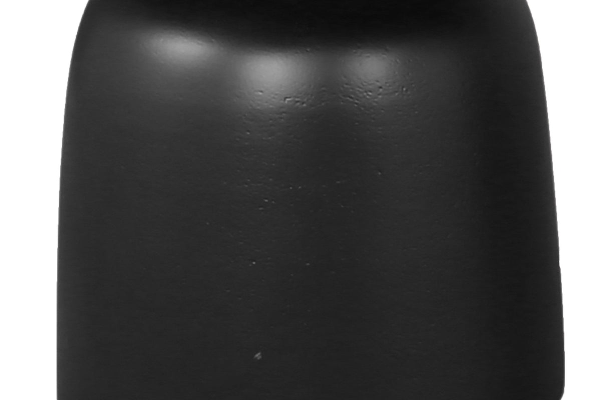 Close-up of the Delaney black cast aluminum bell-shaped base
