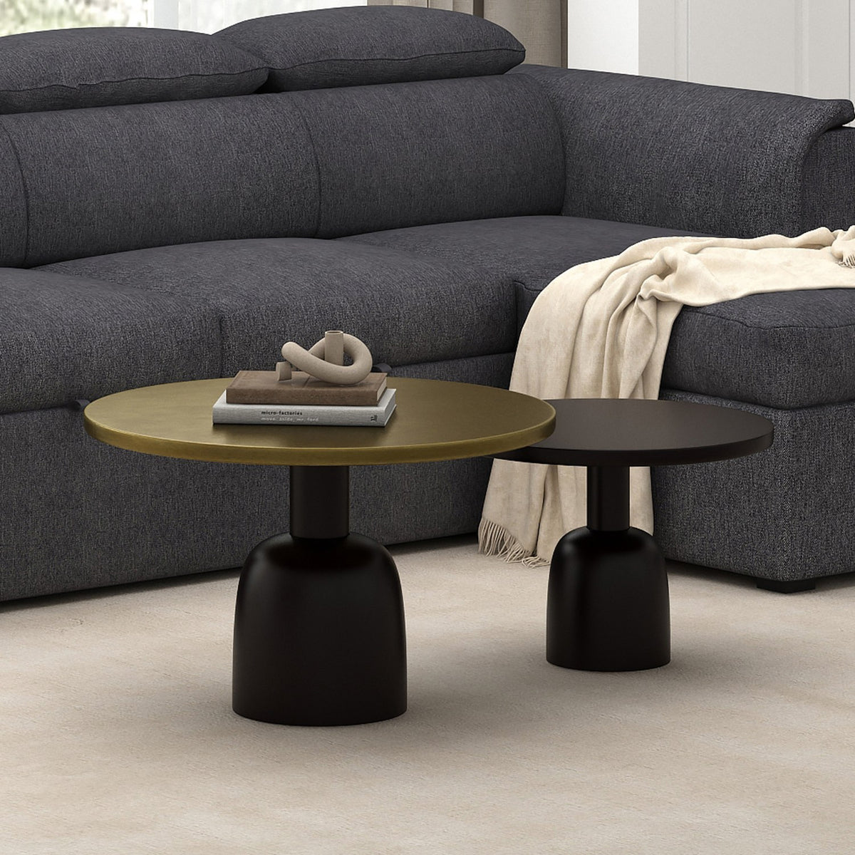 Delaney Cast Aluminum 2-Piece Nesting Coffee Table Set