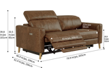Elodie dual Recliner Sofa in distressed Italian aniline leather