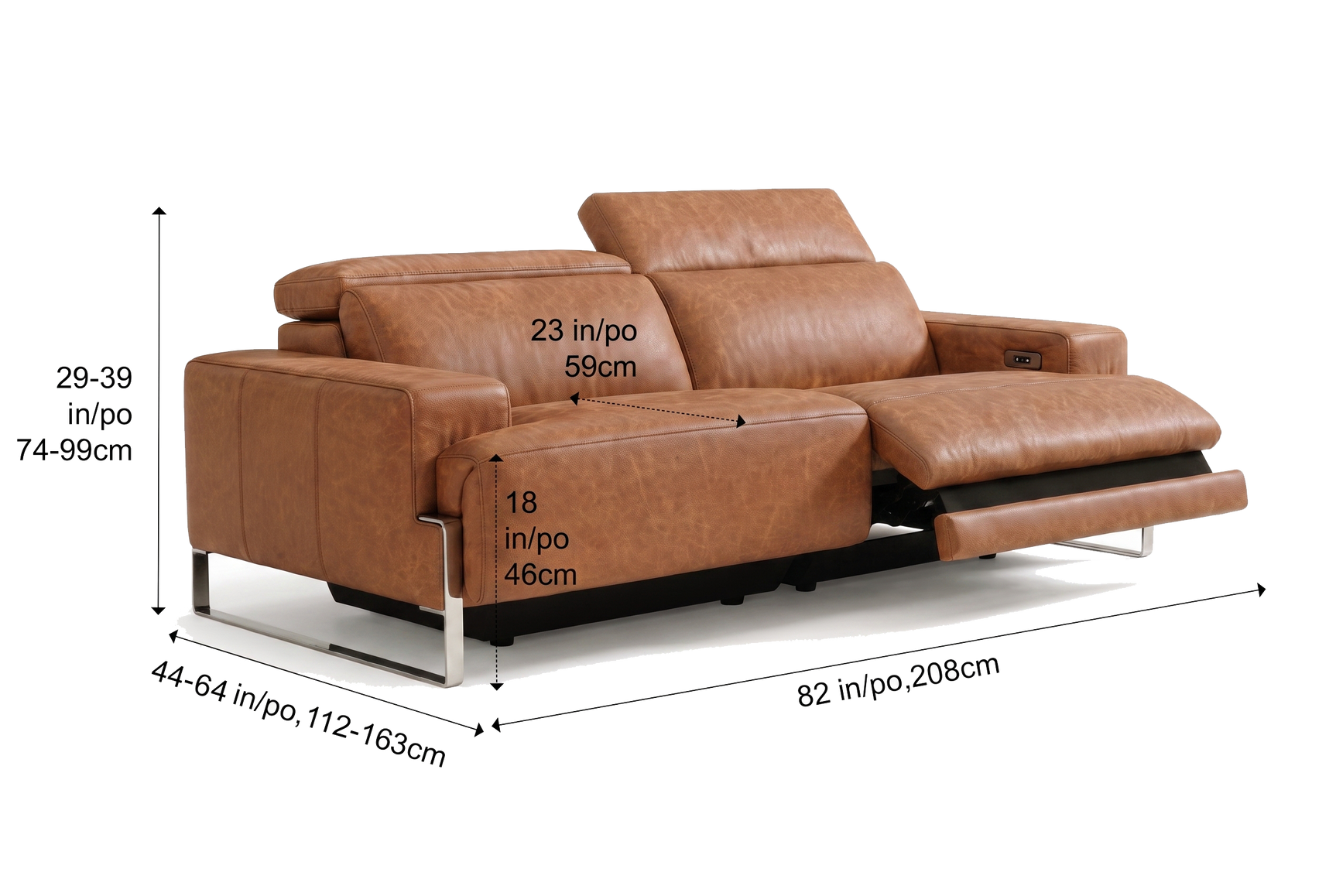 Melania Distressed Leather Recliner Sofa