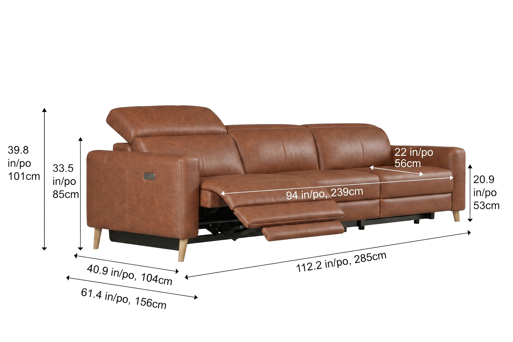 Elodie Distressed Italian Aniline Leather Dual Recliner Sofa
