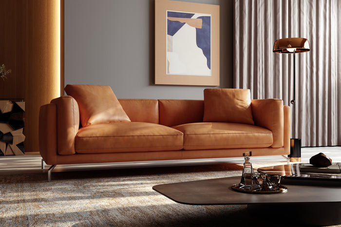 Zadar: Bespoke, Modern Brown Leather Living Room Couch