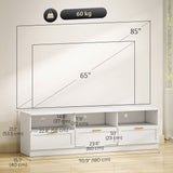 Dallas Modern TV Stand with Storage Cabinets for TVs up to 85" - White
