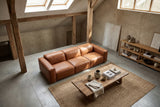 Emery Distressed Italian Aniline Leather Dual Recliner Sofa