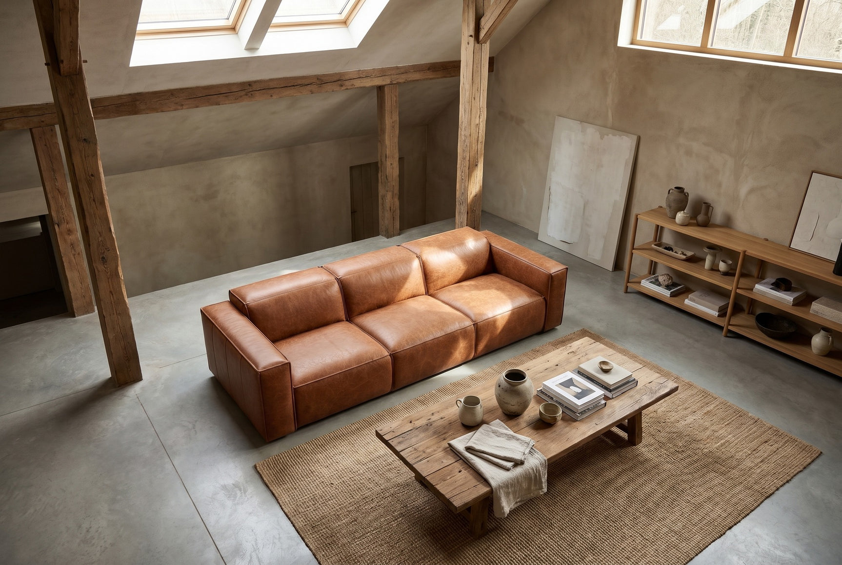 Emery Distressed Italian Aniline Leather Dual Recliner Sofa
