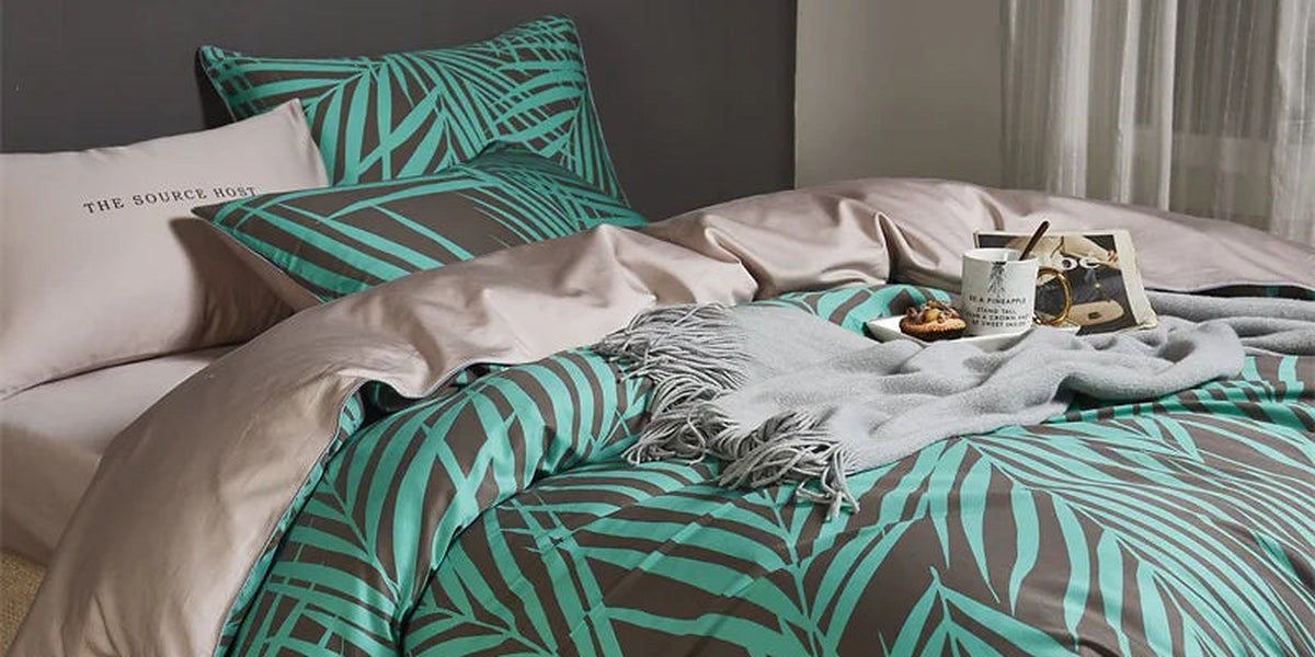 Eden 600 TC Floral Cotton Duvet Set - Green/Brown