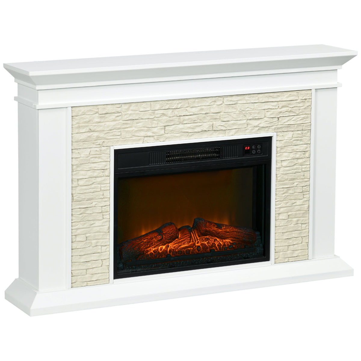 Archie 31.5" Electric Freestanding Fireplace with Mantel and Overheat Protection - White