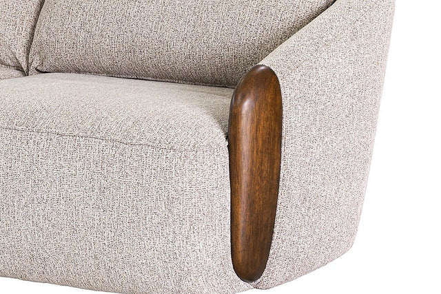 Ellery Fabric Sofa - Rubberwood Arm Accents
