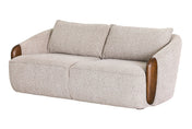 Ellery sofa in Wheat, three-quarter view on a white background: rounded arms flowing into a low back