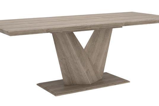 Ellis Washed Oak Butterfly Extension Dining Table - Geometry from Base to Top