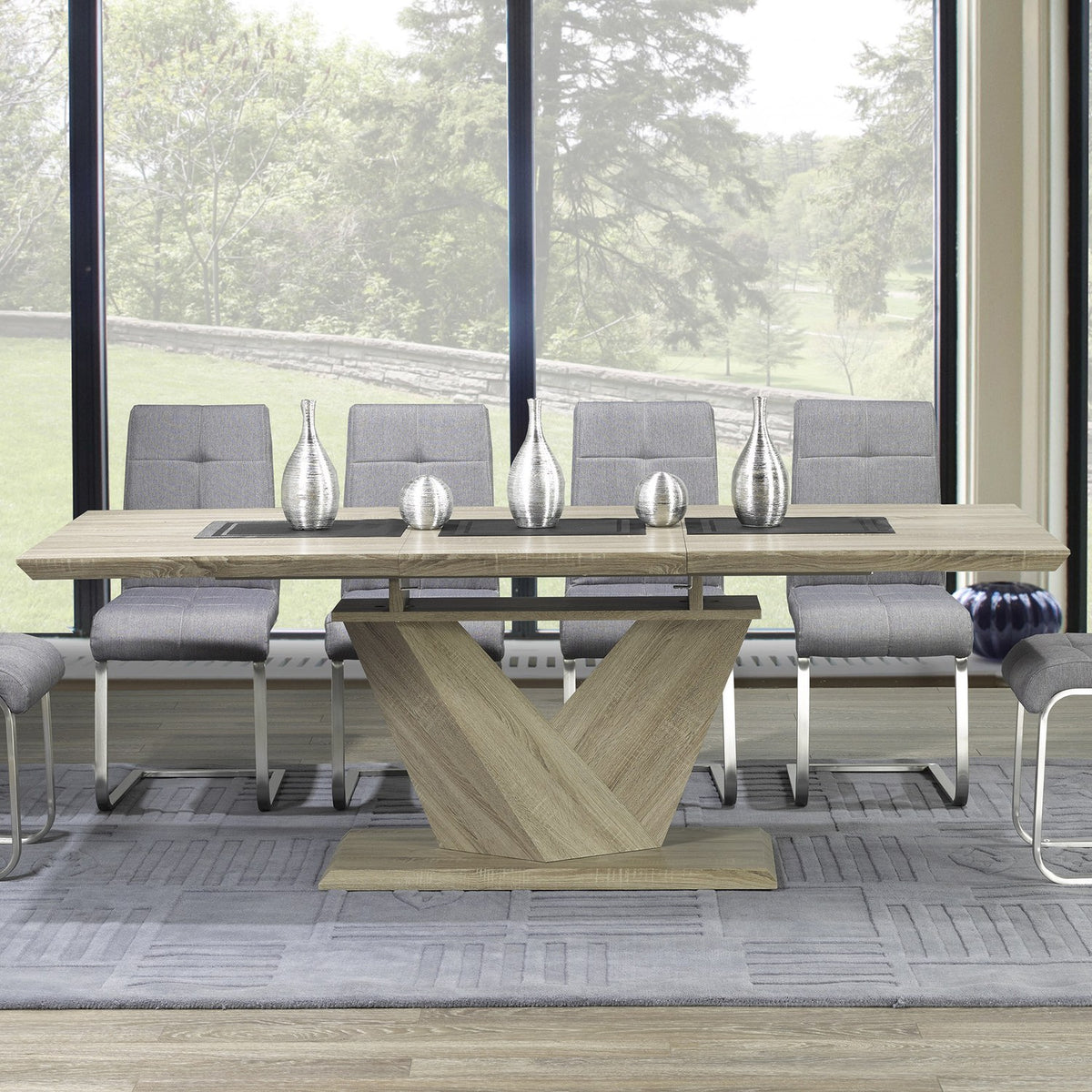 Ellis Washed Oak Butterfly Extension Dining Table