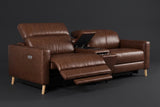 Elodie Distressed Italian Aniline Leather Dual Recliner Sofa with Console