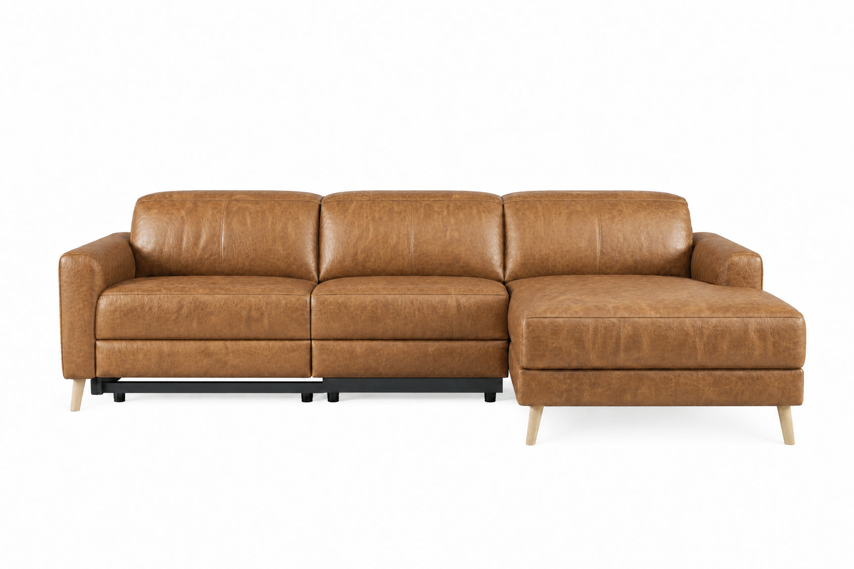 Elodie Distressed Italian Aniline Leather Recliner Sectional Sofa