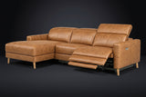Elodie Distressed Italian Aniline Leather Recliner Sectional Sofa