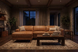 Elodie Distressed Italian Aniline Leather Recliner Sectional Sofa