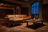 Elodie Distressed Italian Aniline Leather Recliner Sectional Sofa