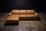 Elodie Distressed Italian Aniline Leather Recliner Sectional Sofa