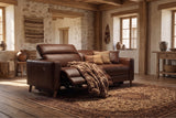 Elodie Distressed Italian Aniline Leather Dual Recliner Sofa