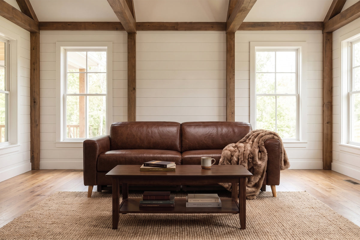 Elodie Distressed Italian Aniline Leather Dual Recliner Sofa