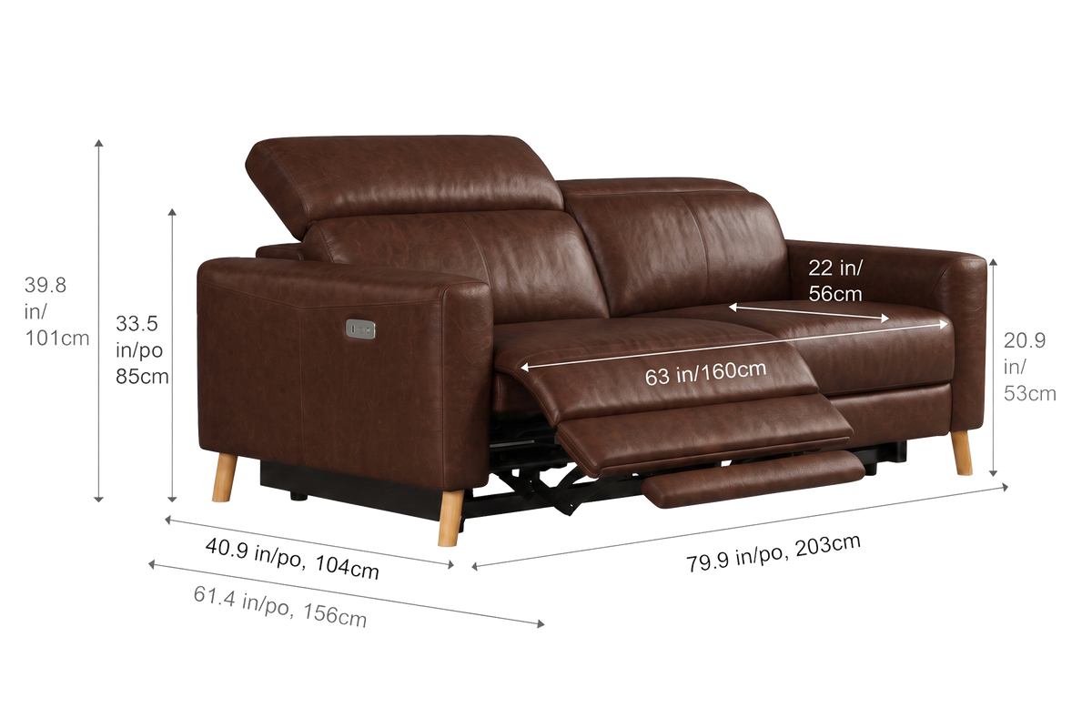 Elodie Distressed Italian Aniline Leather Dual Recliner Sofa