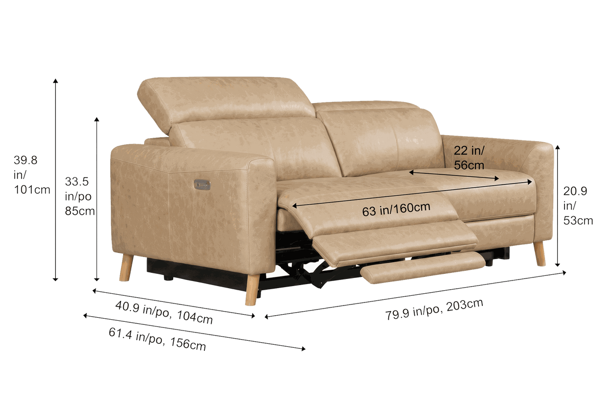 Elodie Distressed Italian Aniline Leather Dual Recliner Sofa