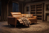 Elodie Distressed Italian Aniline Leather Dual Recliner Sofa