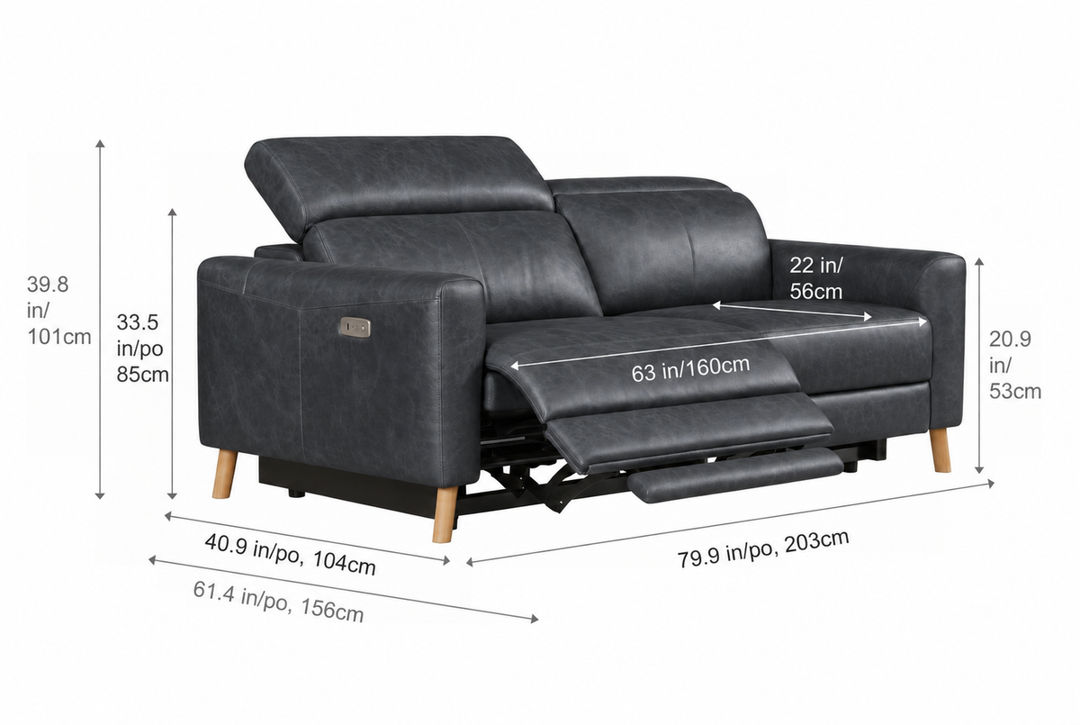 Elodie Distressed Italian Aniline Leather Dual Recliner Sofa