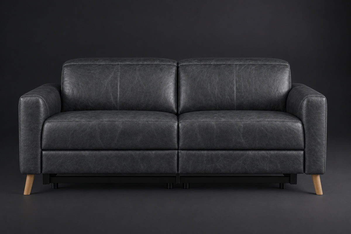 Elodie Distressed Italian Aniline Leather Dual Recliner Sofa