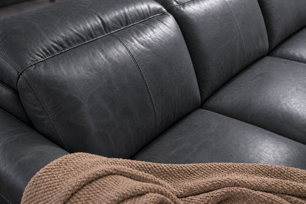 Elodie Distressed Italian Aniline Leather Dual Recliner Sofa