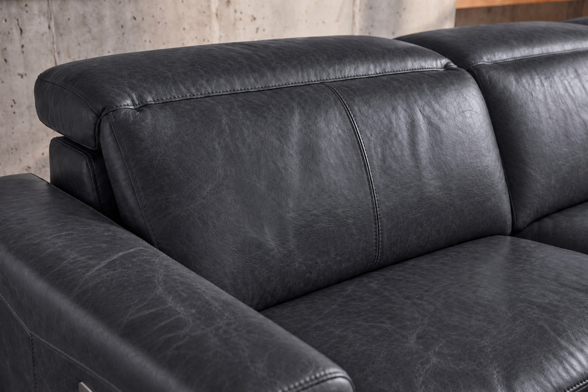 Elodie Distressed Italian Aniline Leather Dual Recliner Sofa