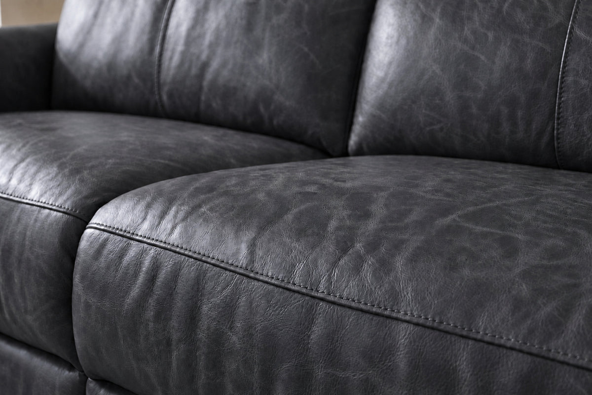 Elodie Distressed Italian Aniline Leather Dual Recliner Sofa