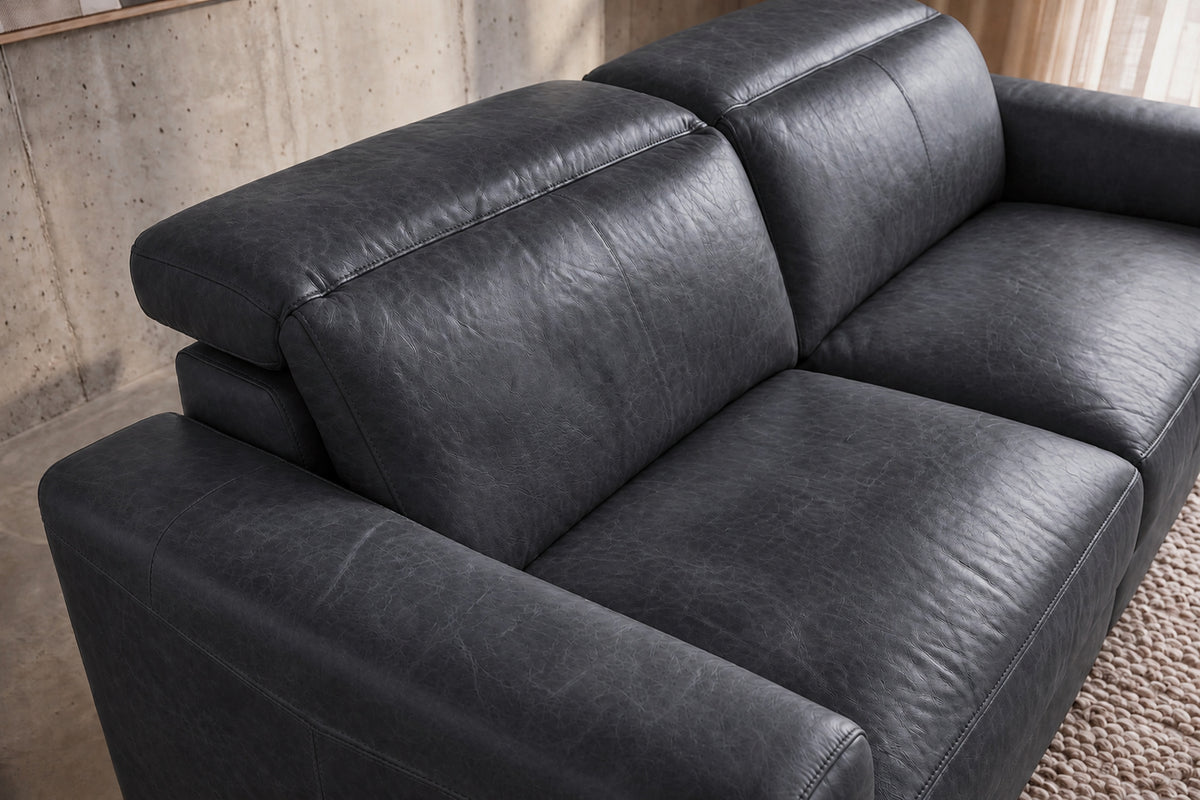 Elodie Distressed Italian Aniline Leather Dual Recliner Sofa
