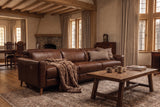 Elodie Distressed Italian Aniline Leather Dual Recliner Sofa