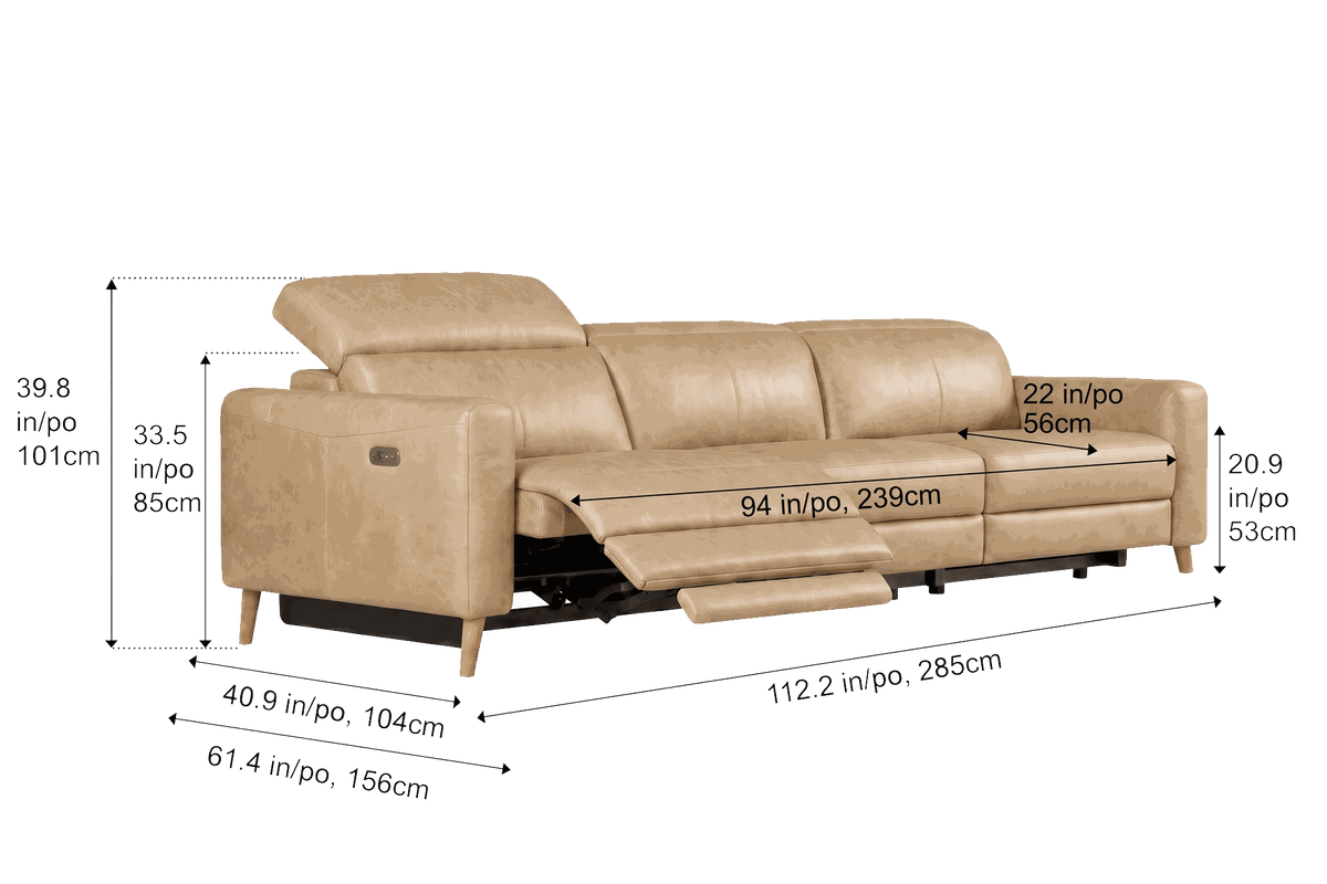 Elodie Distressed Italian Aniline Leather Dual Recliner Sofa
