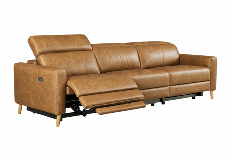 Elodie Distressed Italian Aniline Leather Dual Recliner Sofa