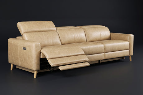 Elodie Distressed Italian Aniline Leather Dual Recliner Sofa