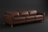Elodie Distressed Italian Aniline Leather Dual Recliner Sofa