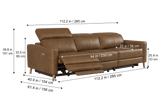 Elodie dual Recliner Sofa in distressed Italian aniline leather